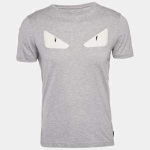 Fendi Grey Cotton Monster Eye Applique Detail T-Shirt M