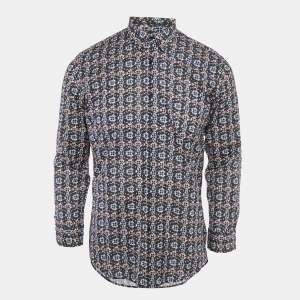 Fendi Blue Monster Print Cotton Long Sleeve Shirt L