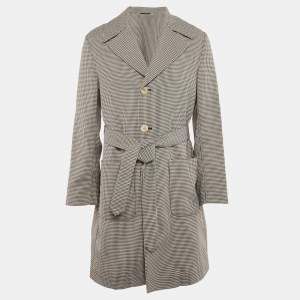 Fendi Blue/White Gingham Checks Crepe Peacoat M