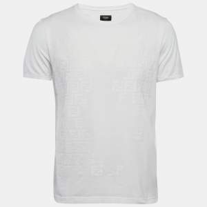 Fendi White FF Applique Jersey Crew Neck T-Shirt L