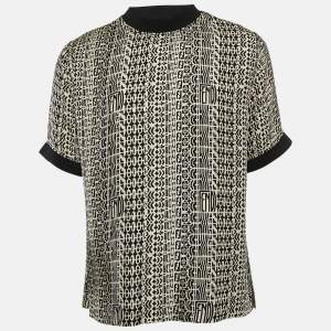 Fendi Black Printed Silk Crew Neck T-Shirt M