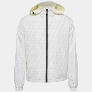 Fendi White Zucca Print Nylon Reversible Windbreaker Jacket XS