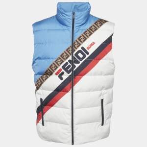 Fendi Multicolor Printed Synthetic Logo Mania Puffer Vest L