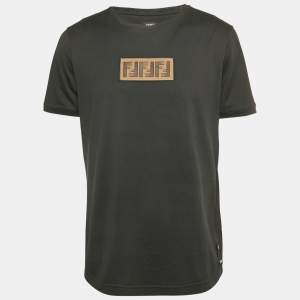Fendi Black FF Applique Jersey T-Shirt XL