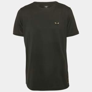 Fendi Black Monster Eyes Embroidered Jersey T-Shirt XL