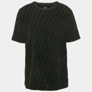 Fendi Black Zucca Flocked Jersey Crew Neck T-Shirt XL
