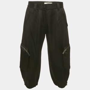 مملوكة مسبقًا Fendi Black Satin Zip Detail Cargo Pants XS 