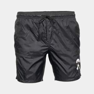 Pre Owned Fendi Black Nylon Karl Lagerfeld Swim Shorts S