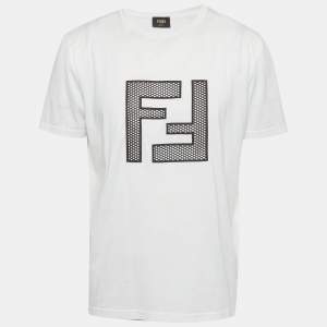 مملوكة مسبقًا Fendi White FF Logo Jersey Short Sleeve T-Shirt XXL 