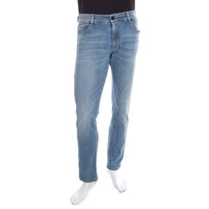 Fendi Indigo Light Wash Faded Effect Denim Straight Fit Jeans M