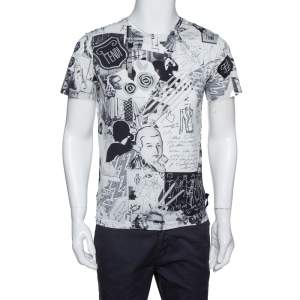 Fendi Monochrome Cotton Jersey Karl Collage Print T-Shirt S