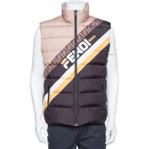 Fendi Color Block Synthetic Logo Printed Sleeveless Puffer Gilet M