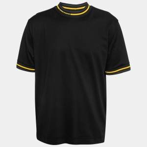 Fendi Black Cotton Contrast Trim T-Shirt L