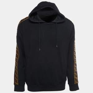 Fendi Black Knit Logo Band Detail Hoodie XL