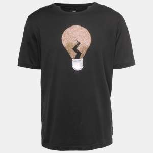 Fendi Black Bulb Embellished Cotton Crew Neck T-Shirt 4XL