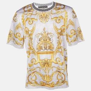 Fendace White Baroque Printed Perforated Knit Sweatshirt L