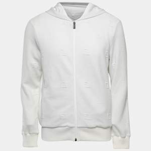 Fendi White FF Embroidered Jersey Knit Zip-Up Jacket S