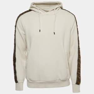 Fendi Off White Knit Logo Band Detail Hoodie L