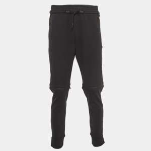 Fendi Black Jersey and Mesh Zip Knee Joggers M