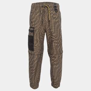 Fendi Brown Logo Jacquard Convertible Cargo Trousers S