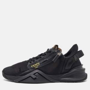 Fendi Black Mesh and Suede Flow Sneakers Size 44