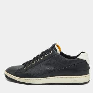 Fendi Black/White Leather Lace Up Sneakers Size 40