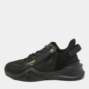 Fendi Black Suede and Mesh Flow Low Top Sneakers Size 42