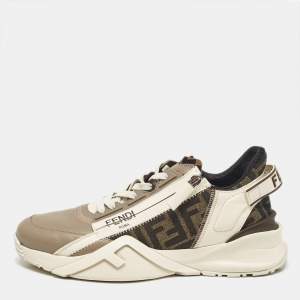 Fendi Multicolor Canvas and Leather Flow Lace Up Sneakers Size 40