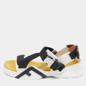 Fendi Multicolor Canvas and Rubber Flow Flat Sandals Size 41