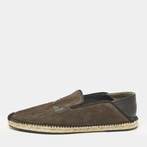Fendi Navy Black/Green Suede Monster Eyes Slip On Espadrilles Size 44