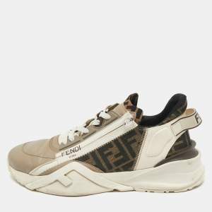 Fendi Multicolor Fabric and Leather Flow Lace Up Sneakers Size 44