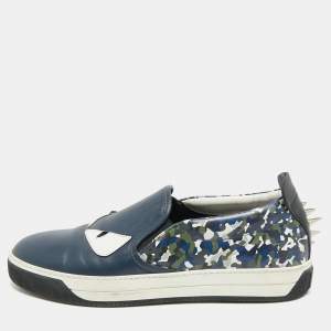 مملوكة مسبقًا Fendi Monster Eyes Size 40 Multicolor Leather Slip On Sneakers