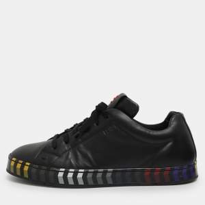 Pre Owned Fendi Size 43 Black Leather Low Top Sneakers