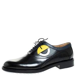 Fendi Black Leather Slick Eyes Oxfords Size 43