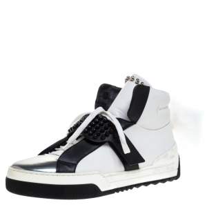 Fendi Tricolor Leather Karlito Studded High Top Sneakers Size 41
