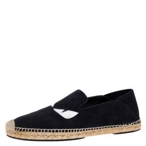 Fendi Navy Blue Suede Monster Eyes Slip On Espadrilles Size 41