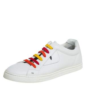 Fendi White Leather Monster Low Top Sneakers Size 40