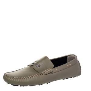 Fendi Green Leather Slip On Loafers Size 43