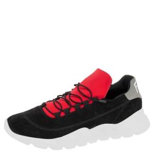 Fendi Black Suede And Leather  Lace Up  Sneakers Size 42
