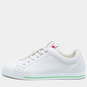 Fendi White Leather Low-Top Sneakers Size 43