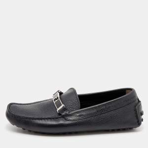 Fendi Black Leather Slip On Loafers Size 40