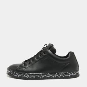 Fendi Black Leather Low-Top Sneakers Size 42