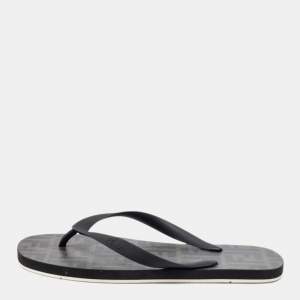 Fendi Black/Olive Green Rubber Thong Flats Size 41