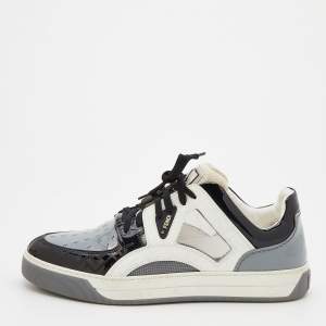 Fendi Multicolor Patent Leather and Mesh Fancy Low Top Sneakers Size 40