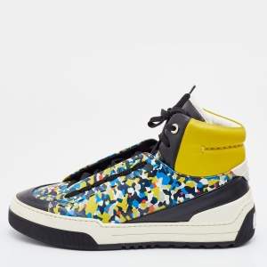 Fendi Multicolor Leather High Top Sneakers Size 41