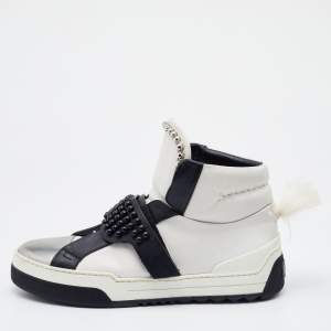 Fendi Tricolor Leather Karlito Studded High Top Sneakers Size 41