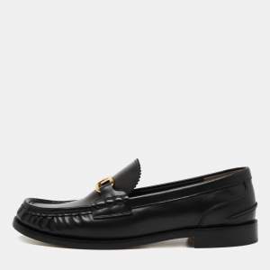 Fendi Black Leather Fendi O' Lock Loafers Size 41.5