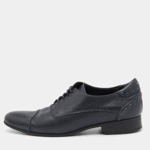 Fendi Black Leather Cap Toe Lace Up Oxford Size 41