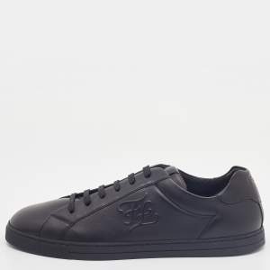 Fendi Black Leather Low Top Sneakers Size 43