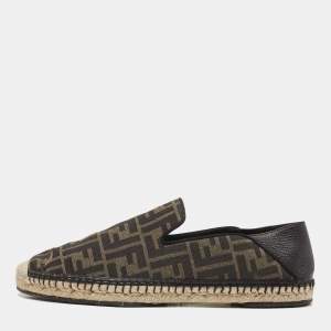 Fendi Brown/Black Zucca Canvas And Leather Espadrilles Size 42